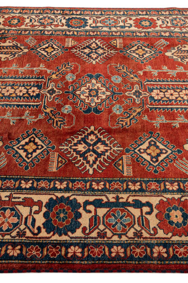 Detail image of 6' 6 x 8' 6 Hand Knotted Kazak Oriental Wool Rug