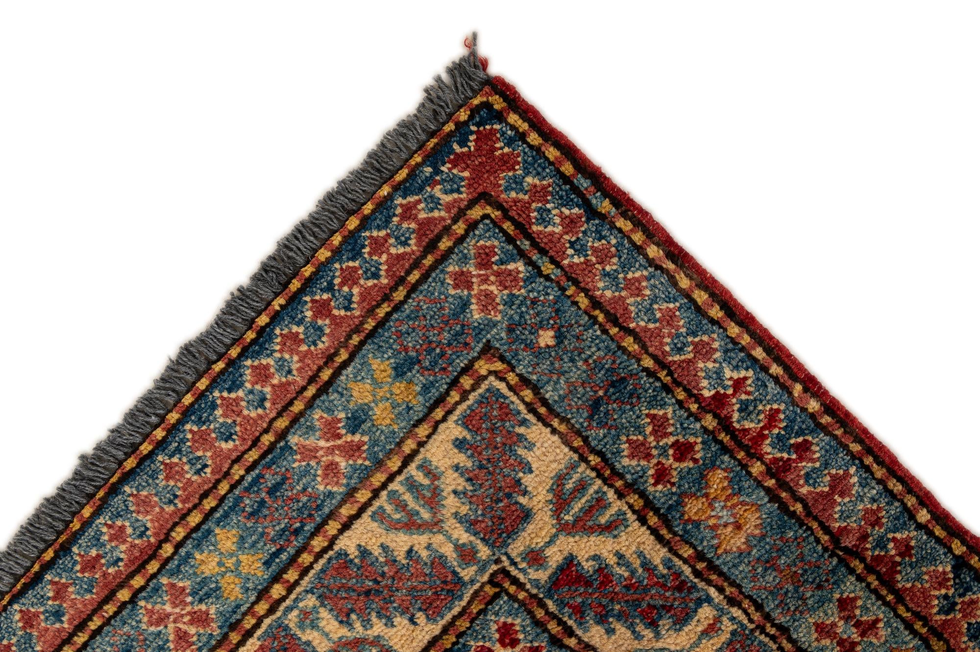 3' 8 x 5' 9 Hand Knotted Kazak Wool Rug
