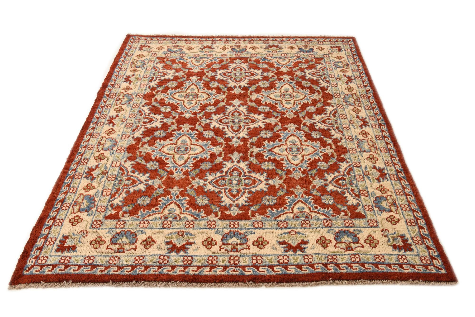 5' 2 x 6' 7 Hand Knotted Kazak Wool Rug