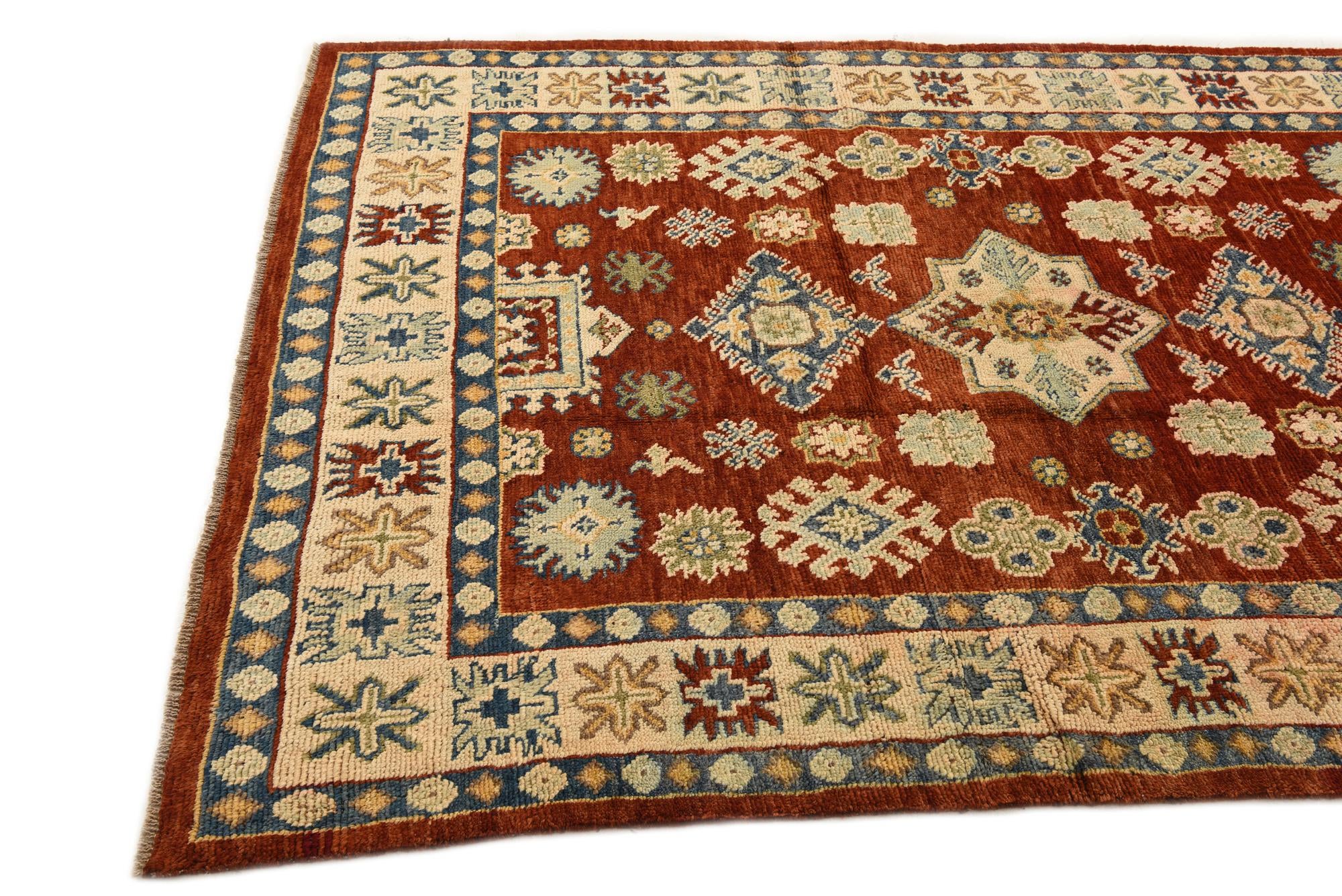 5' 8 x 7' 9 Hand Knotted Kazak Wool Rug
