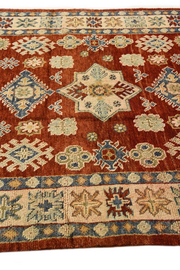 Detail image of 5' 8 x 7' 9 Hand Knotted Kazak Wool Rug