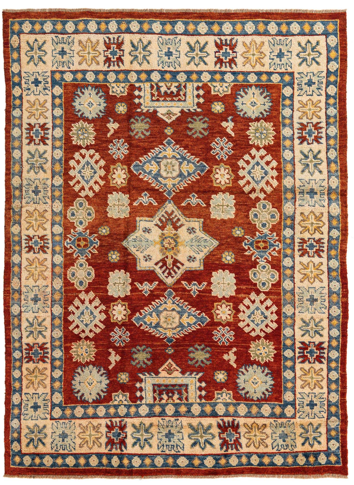 5' 8 x 7' 9 Hand Knotted Kazak Wool Rug