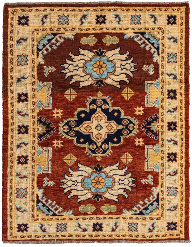 Detail image of 4' 2 x 6' Hand Knotted Kazak Rug