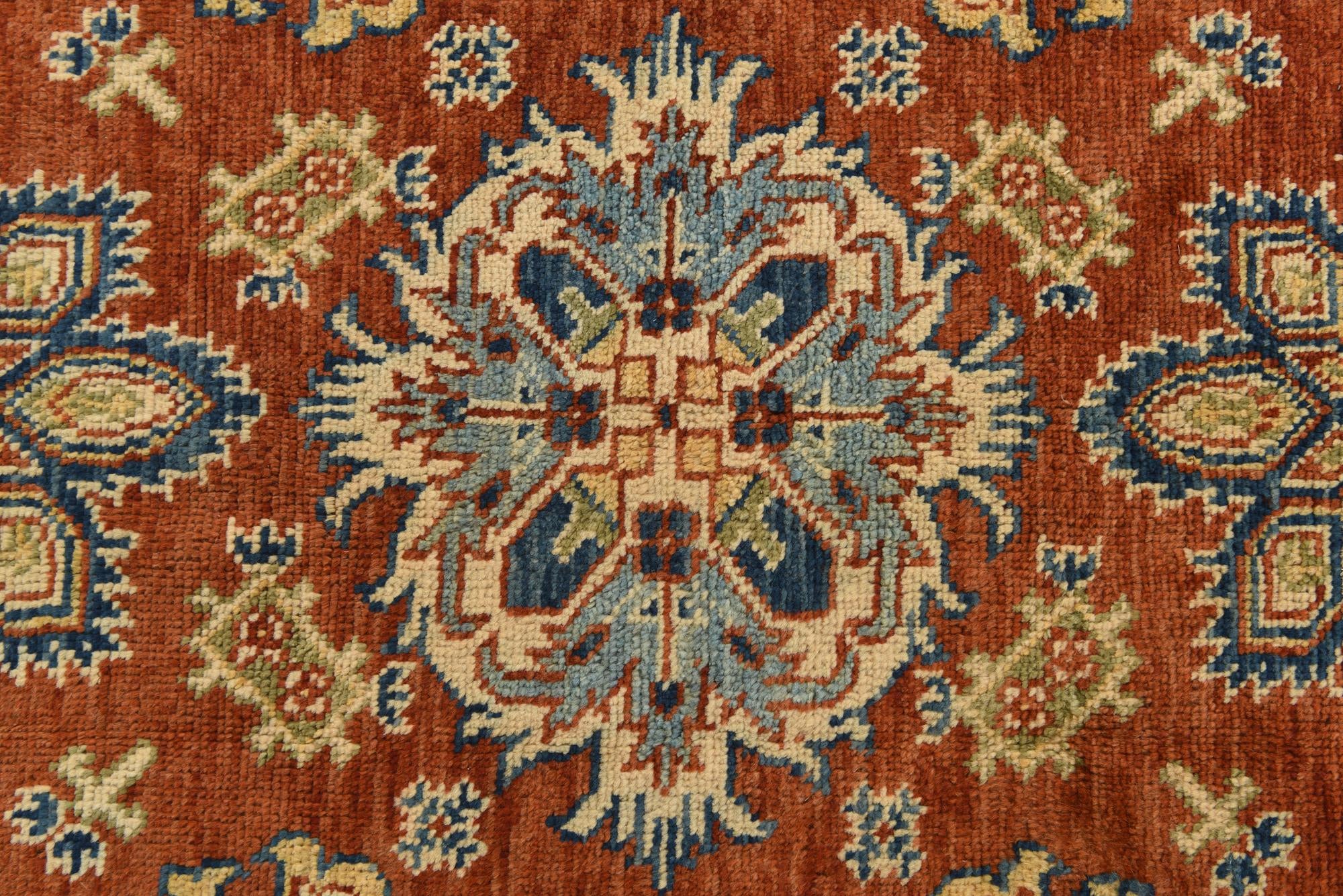 6' x 8' 3 Hand Knotted Kazak Rug