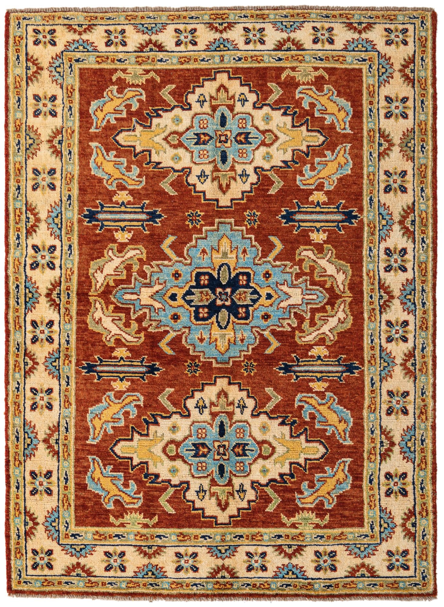 6' x 8' 3 Hand Knotted Kazak Rug