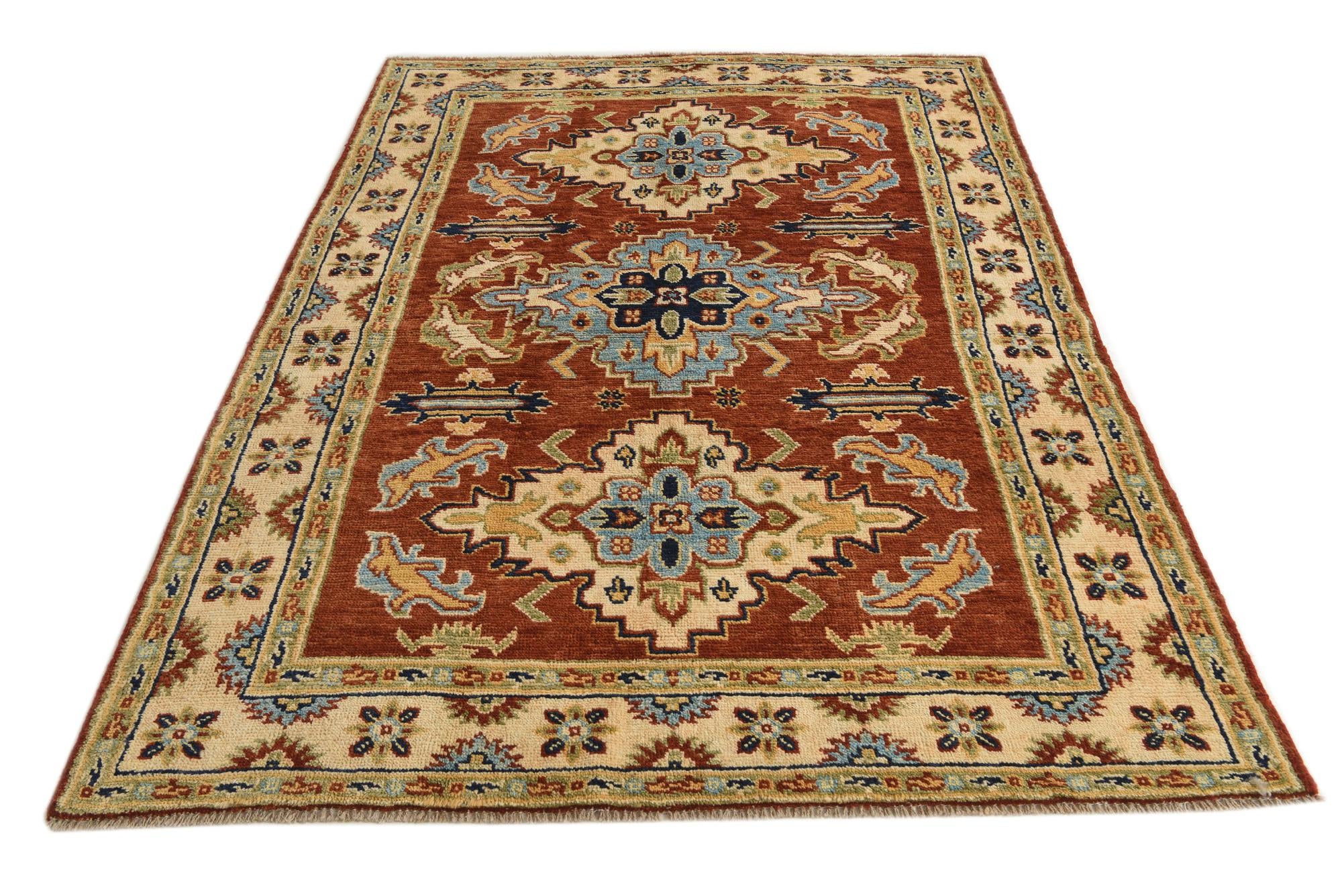 5' 8 x 7' 8 Hand Knotted Kazak Rug
