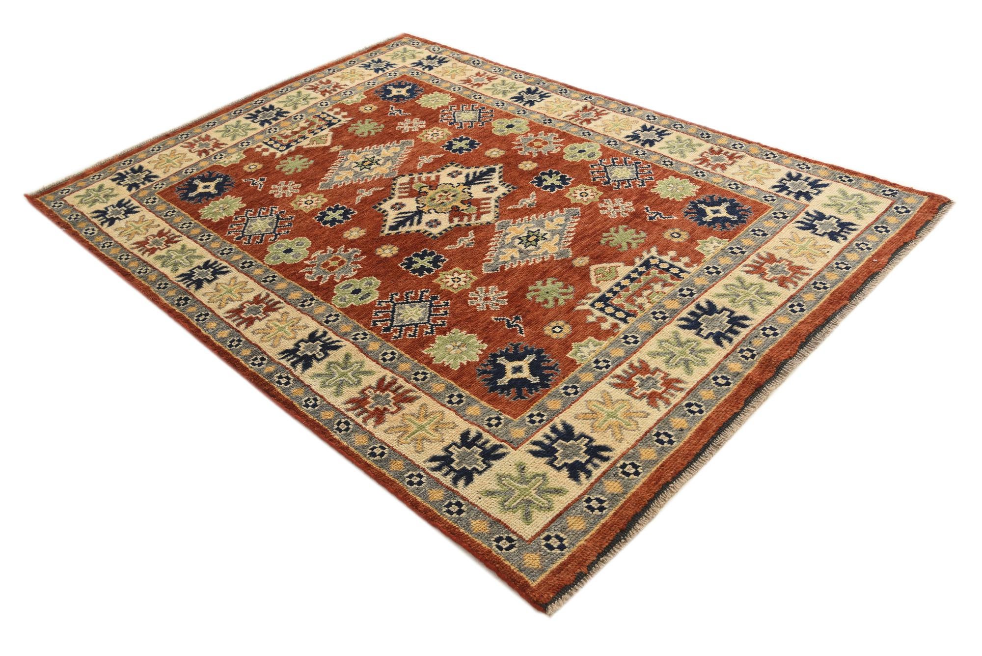 5' 8 x 7' 10 Hand Knotted Kazak Rug