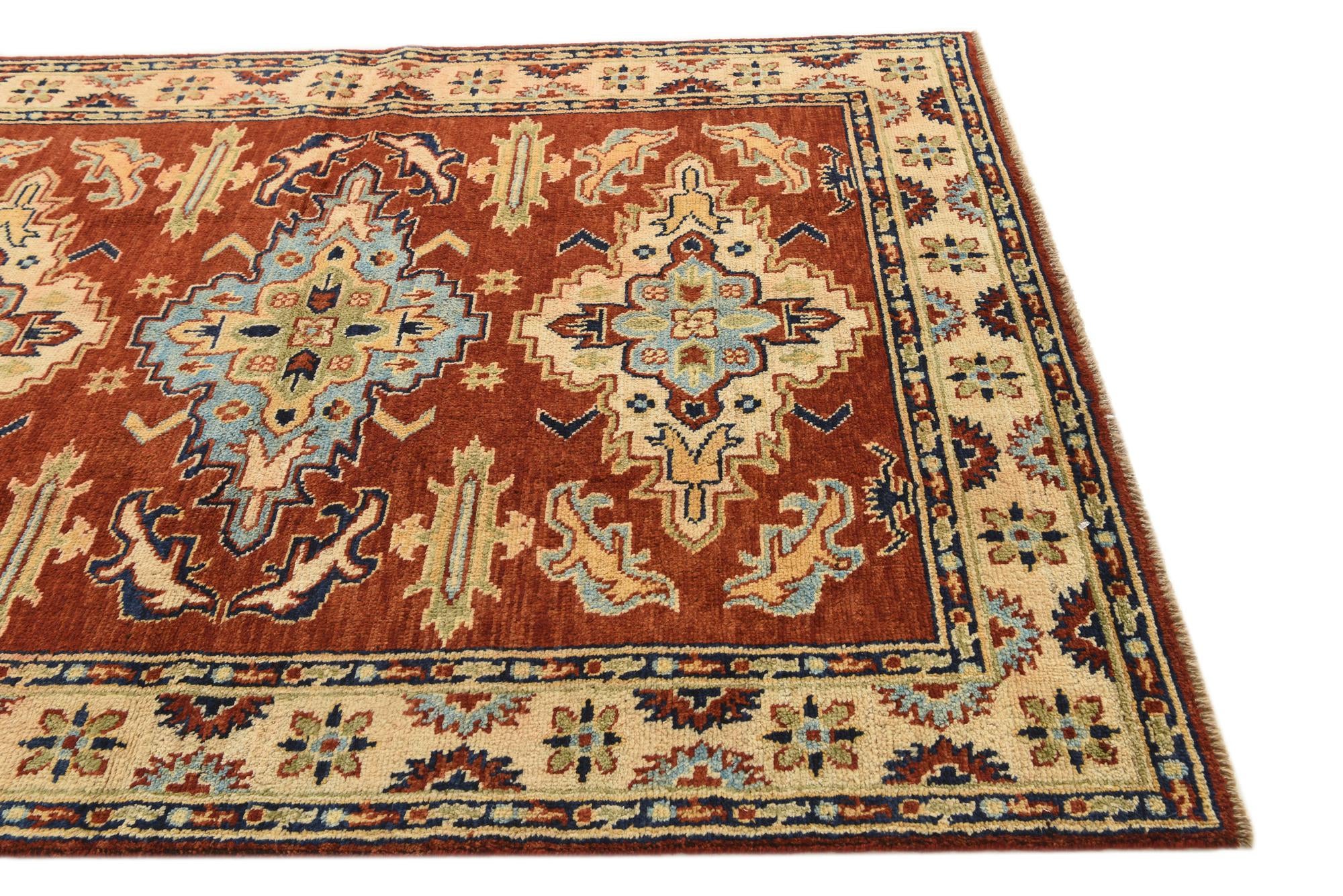 5' 7 x 7' 7 Hand Knotted Kazak Rug