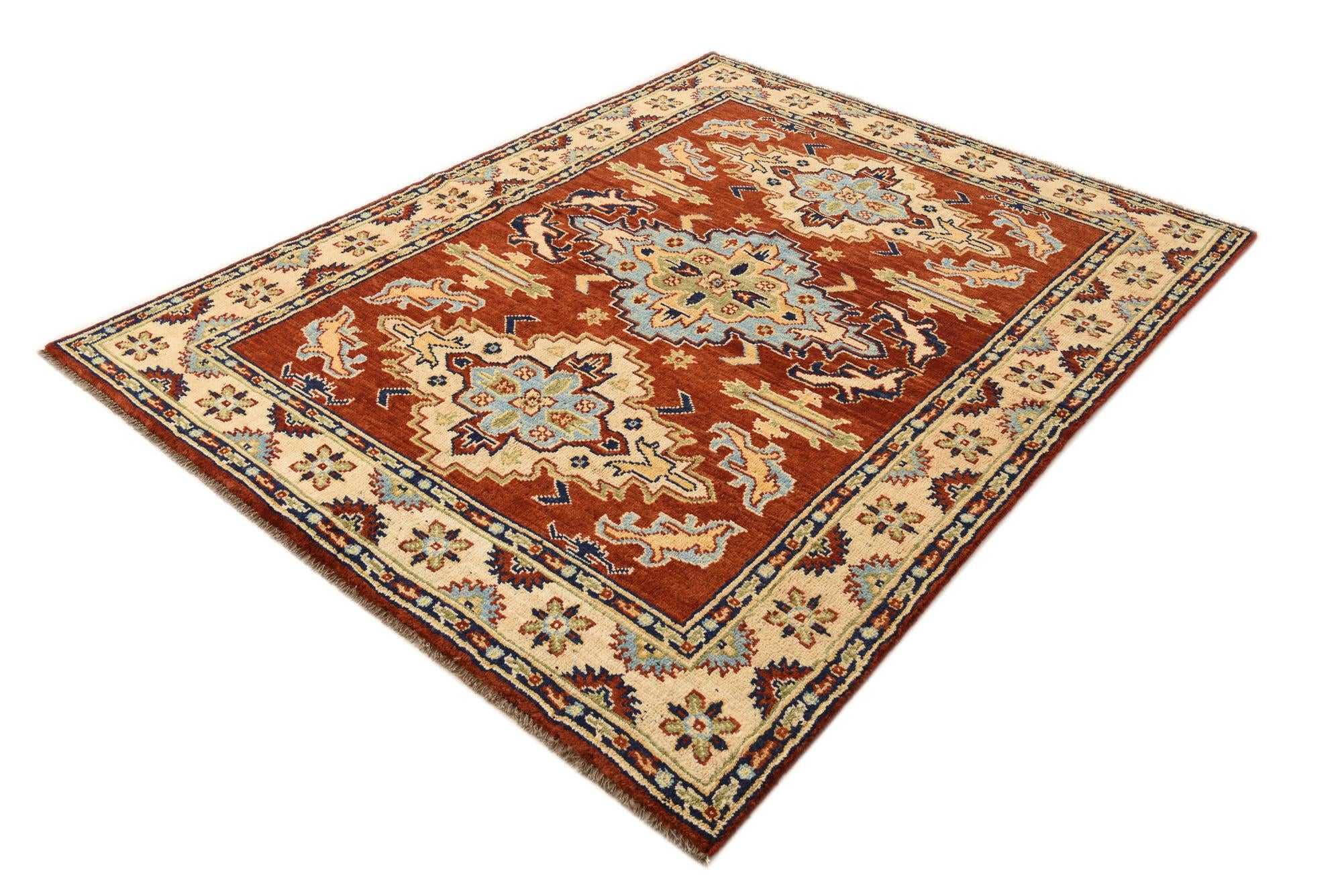 5' 7 x 7' 2 Hand Knotted Kazak Wool Rug