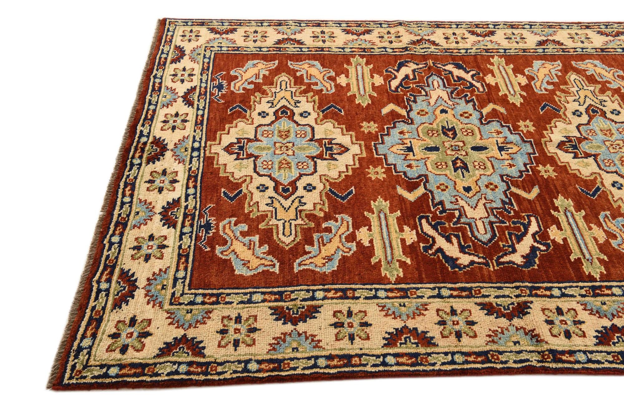 5' 7 x 7' 2 Hand Knotted Kazak Wool Rug