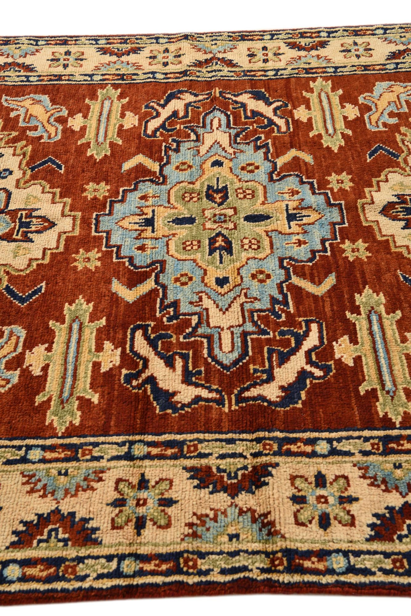 5' 7 x 7' 2 Hand Knotted Kazak Wool Rug