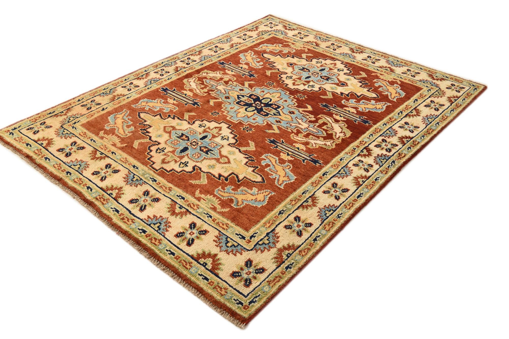 5' 9 x 7' 6 Hand Knotted Kazak Wool Rug