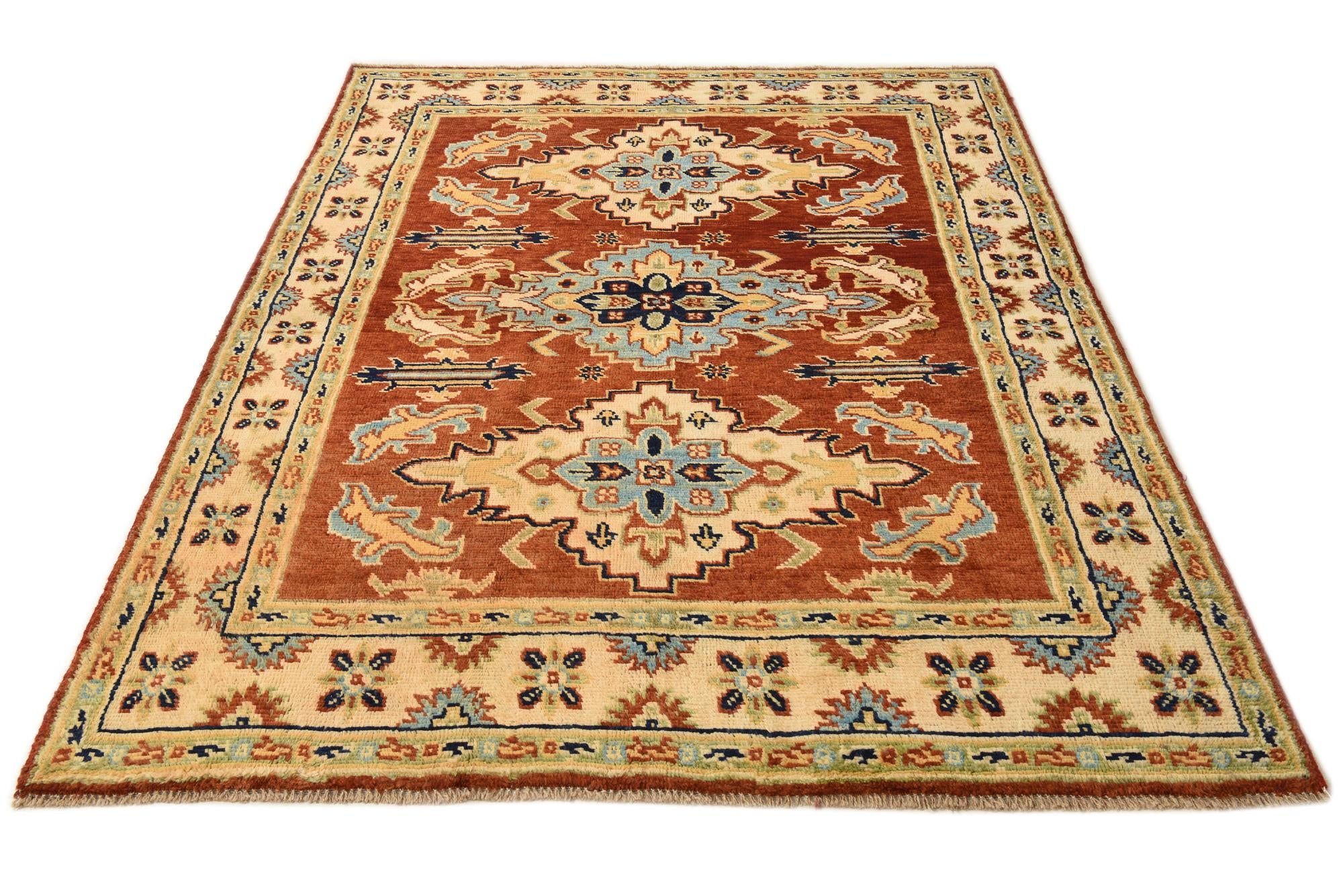 5' 9 x 7' 6 Hand Knotted Kazak Wool Rug