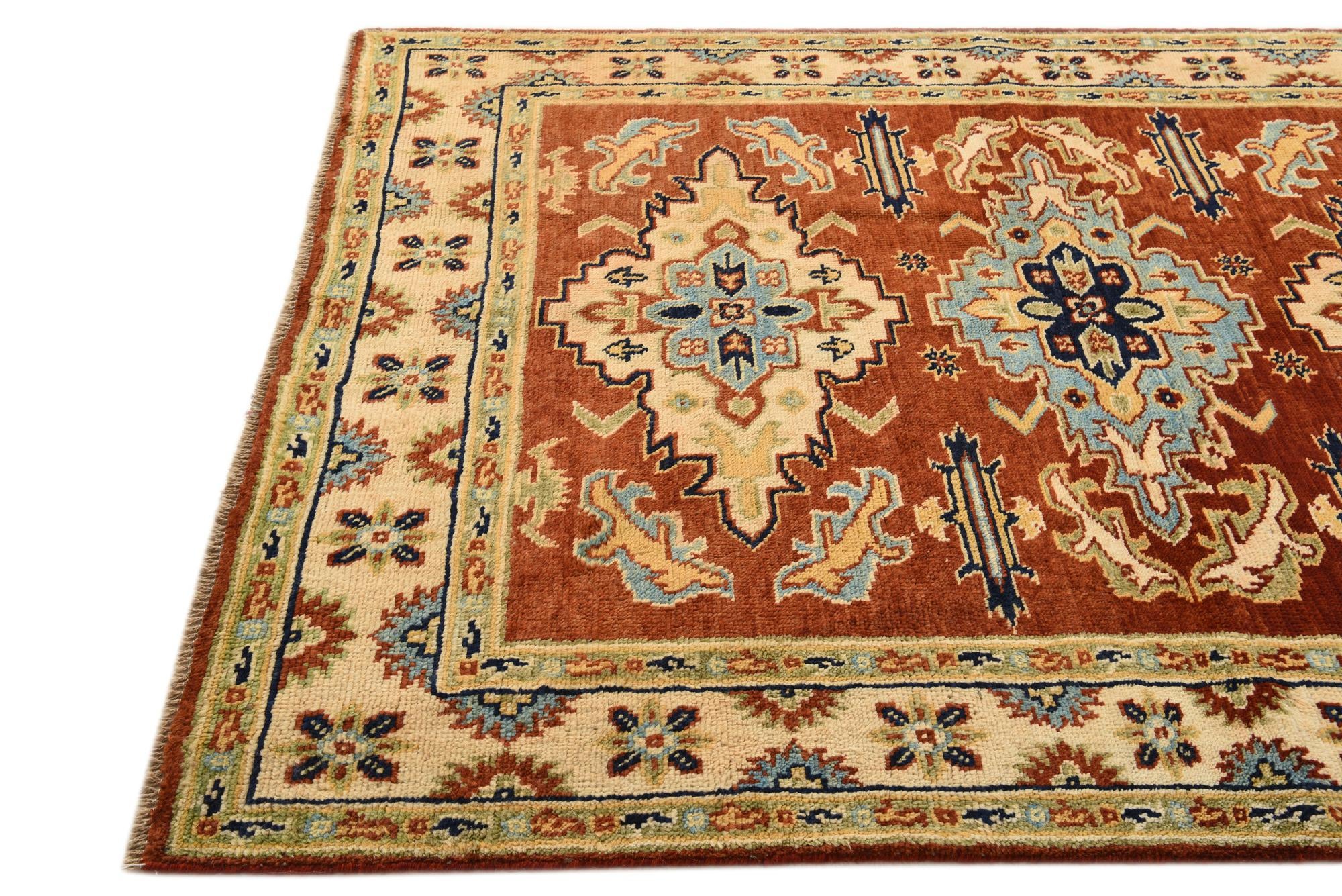 5' 9 x 7' 6 Hand Knotted Kazak Wool Rug