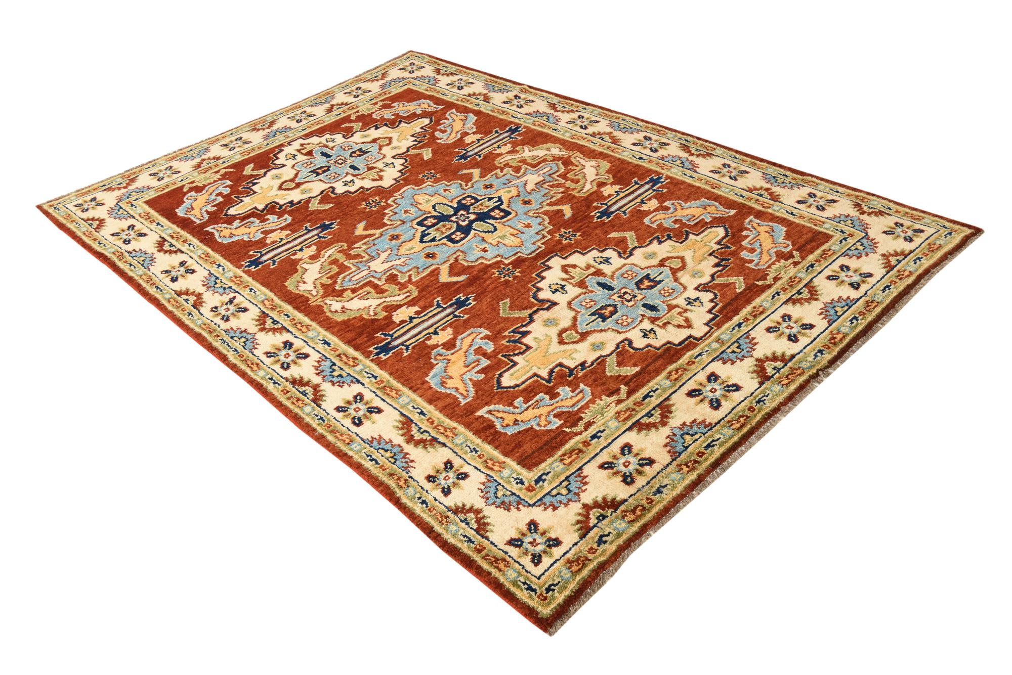 5' 7 x 8' Hand Knotted Kazak Oriental Rug