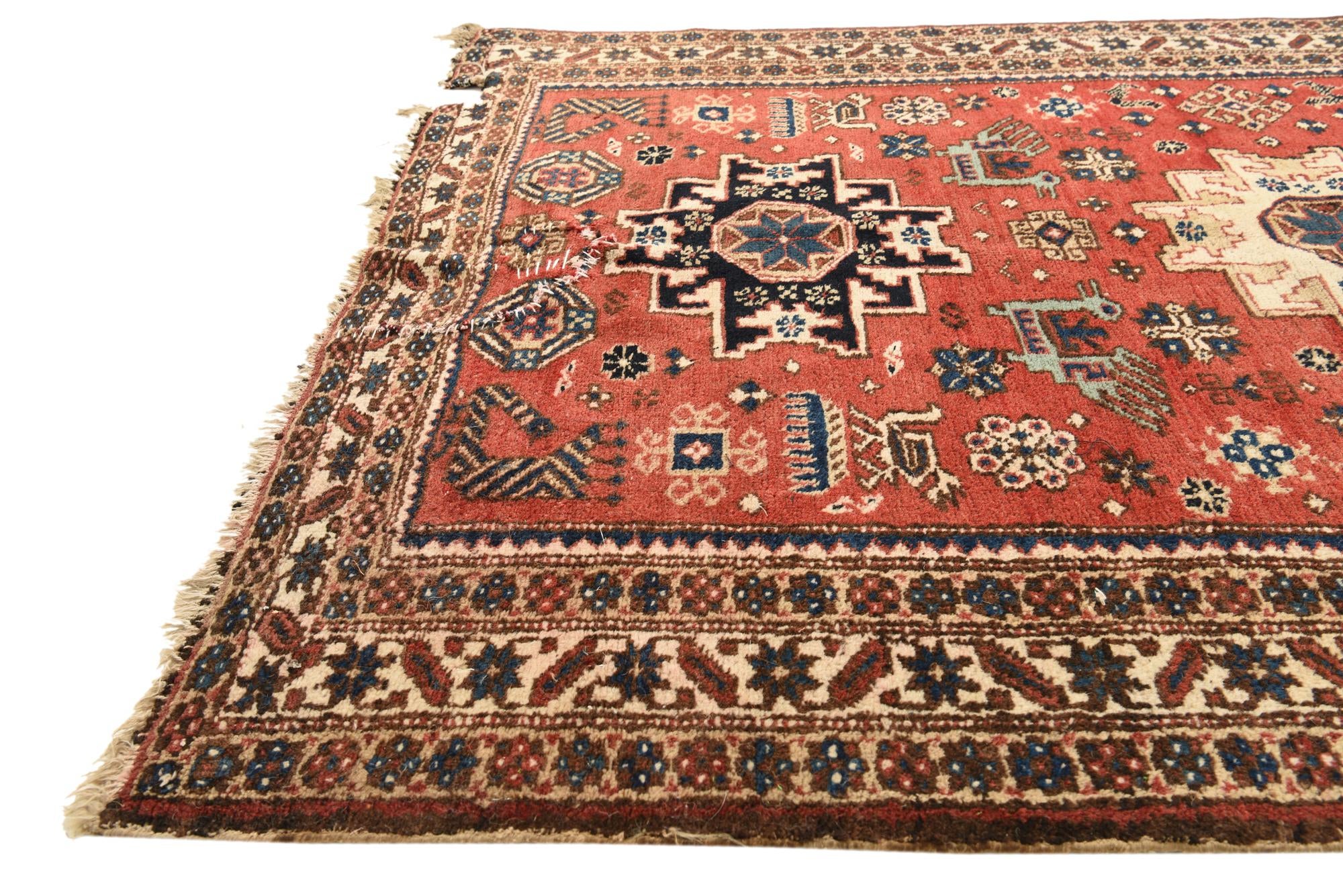 3' 5 x 5' 6 Hand Knotted Kazak Wool Rug