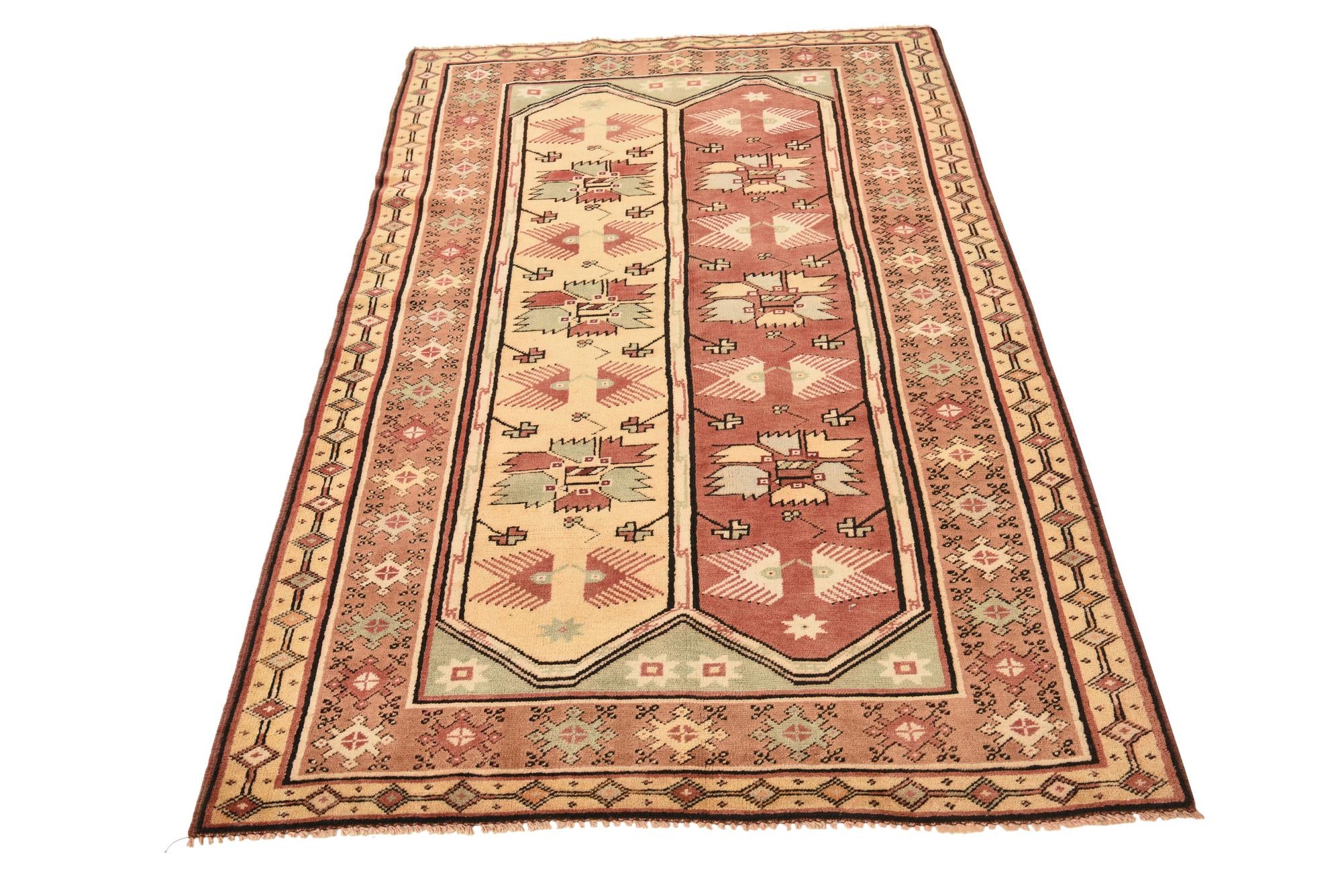 4' x 6' 4 Hand Knotted Kazak Oriental Wool Rug