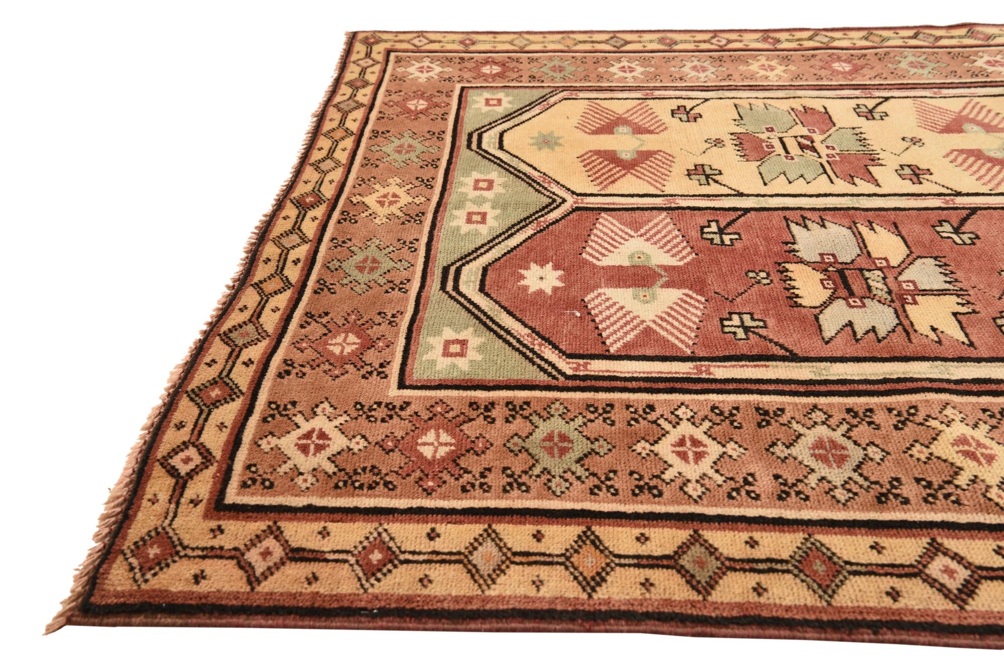 4' x 6' 4 Hand Knotted Kazak Oriental Wool Rug
