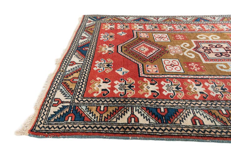 Detail image of 3' 2 x 4' 6 Hand Knotted Kazak Wool Rug
