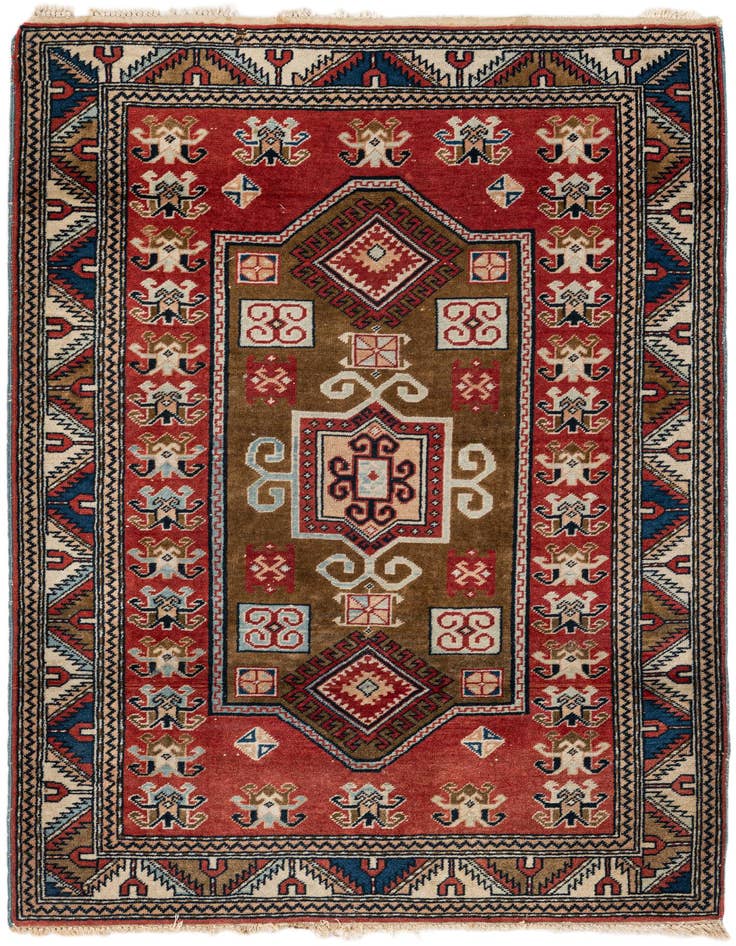 Detail image of 3' 2 x 4' 6 Hand Knotted Kazak Wool Rug