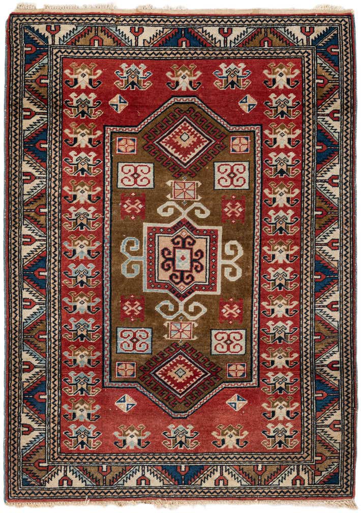 3' 2 x 4' 6 Hand Knotted Kazak Wool Rug