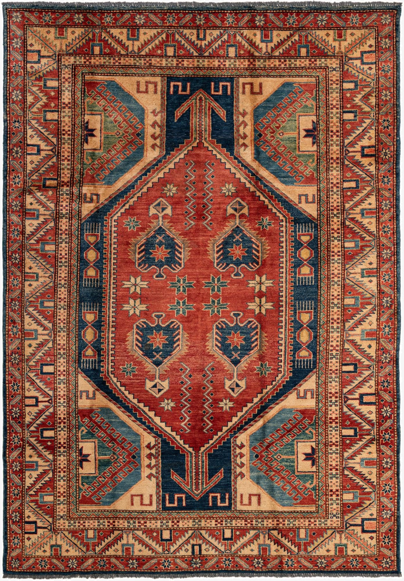5' 8 x 8' 3  Hand Knotted Kazak Oriental Wool Rug