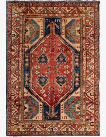 5' 8 x 8' 3 Hand Knotted Kazak Oriental Wool Rug