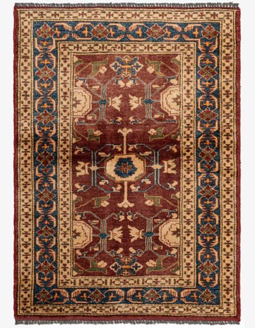 3' 2 x 4' 3 Hand Knotted Kazak Wool Rug