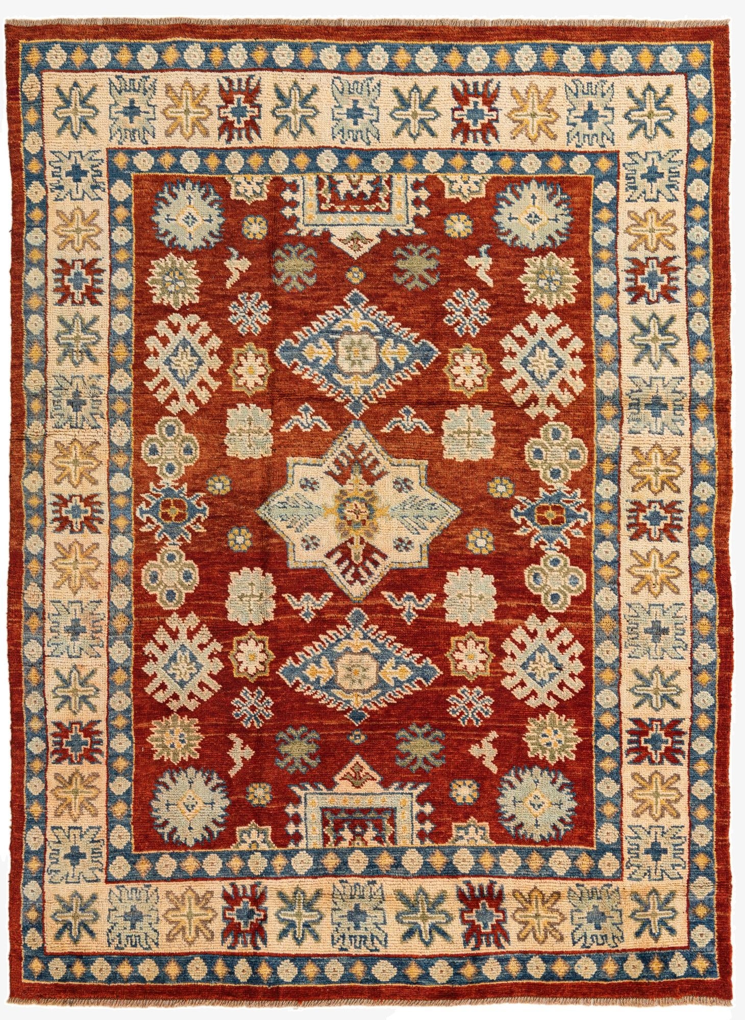 5' 8 x 7' 9  Hand Knotted Kazak Wool Rug