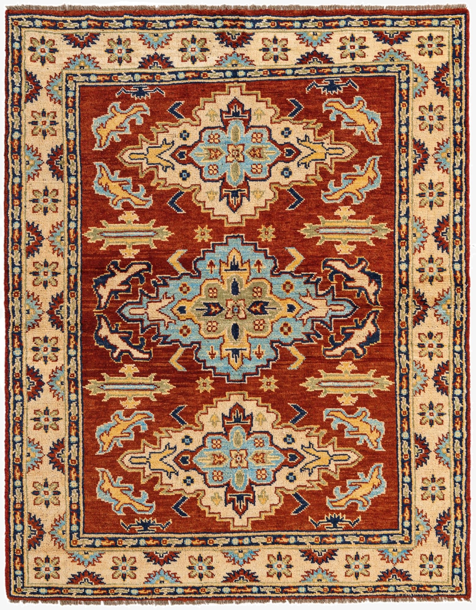 5' 7 x 7' 2  Hand Knotted Kazak Wool Rug
