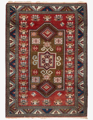 3' 2 x 4' 6 Hand Knotted Kazak Wool Rug