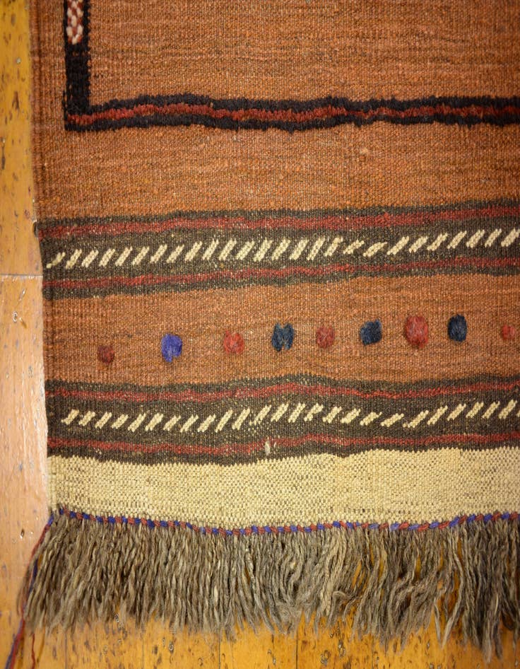 Detail image of 2' 9 x 4' 4 Hand Woven Kilim Afghan Wool Rug