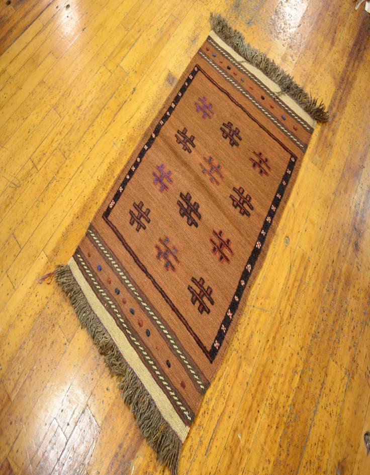 Detail image of 2' 9 x 4' 4 Hand Woven Kilim Afghan Wool Rug