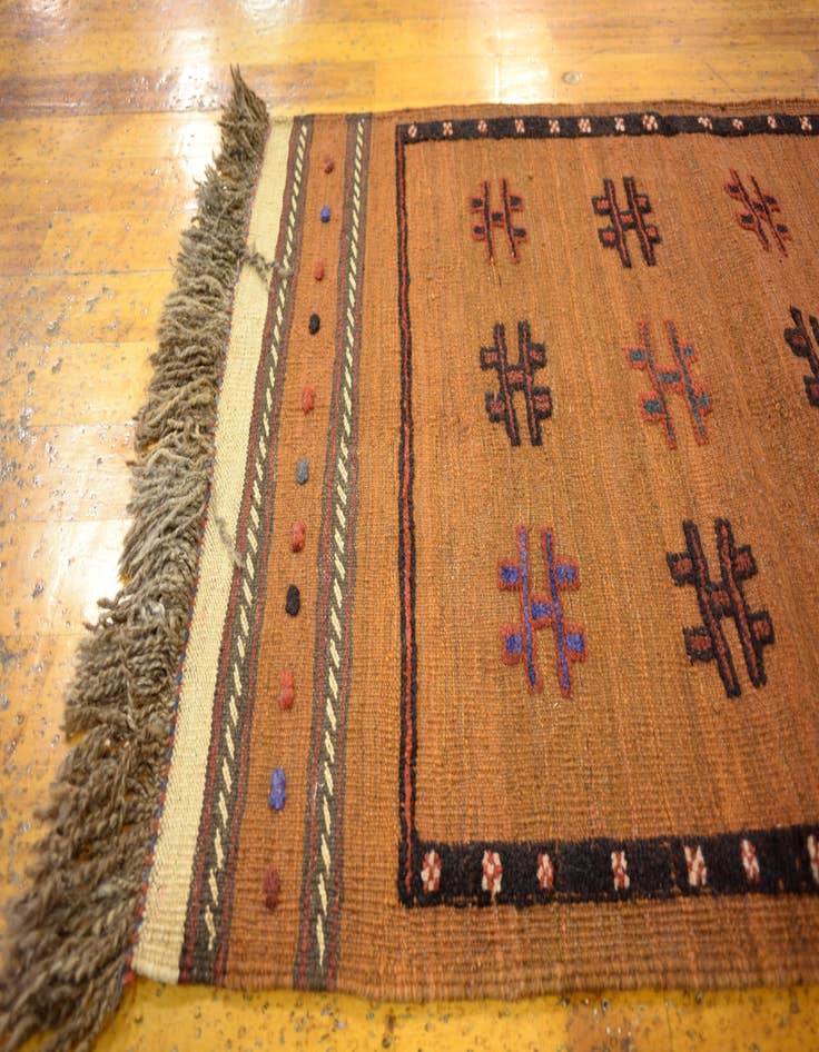 Detail image of 2' 9 x 4' 4 Hand Woven Kilim Afghan Wool Rug