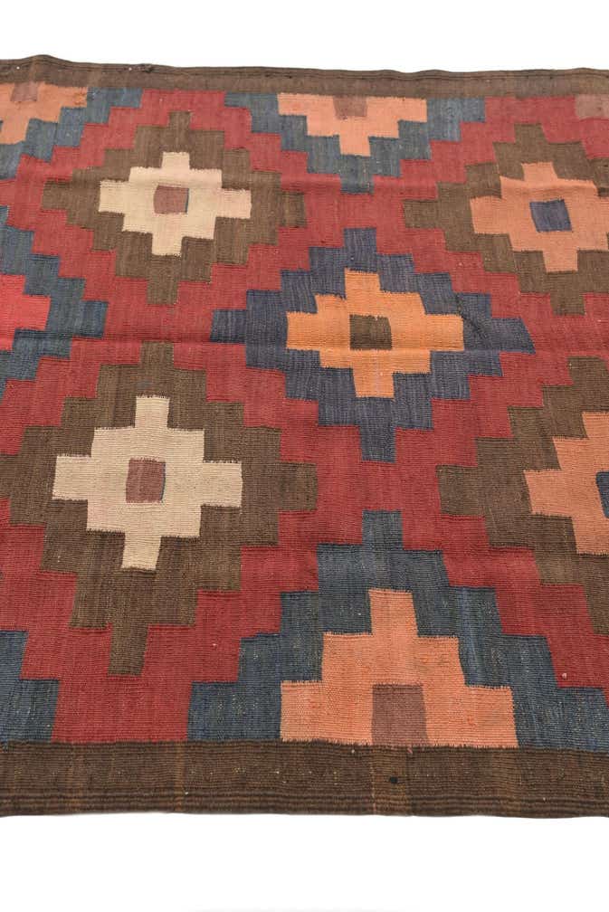 3' 5 x 6' 7 Hand Woven Kilim Afghan Wool Rug