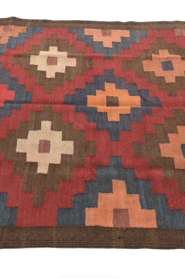 Detail image of 3' 5 x 6' 7 Hand Woven Kilim Afghan Wool Rug