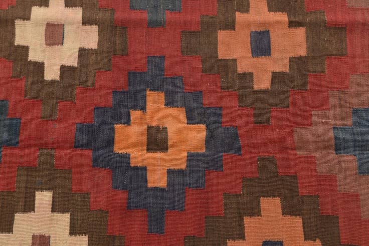 Detail image of 3' 5 x 6' 7 Hand Woven Kilim Afghan Wool Rug