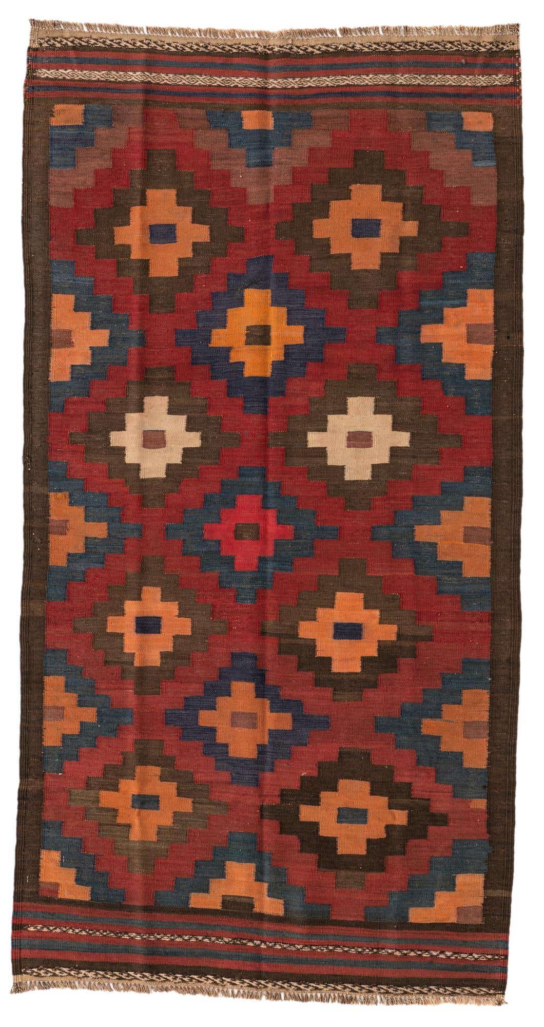 3' 5 x 6' 7 Hand Woven Kilim Afghan Wool Rug
