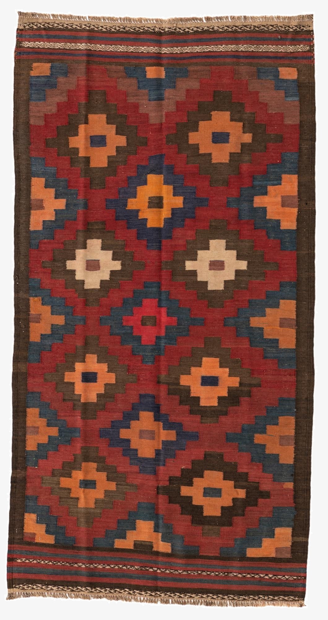 3' 5 x 6' 7  Hand Woven Kilim Afghan Wool Rug