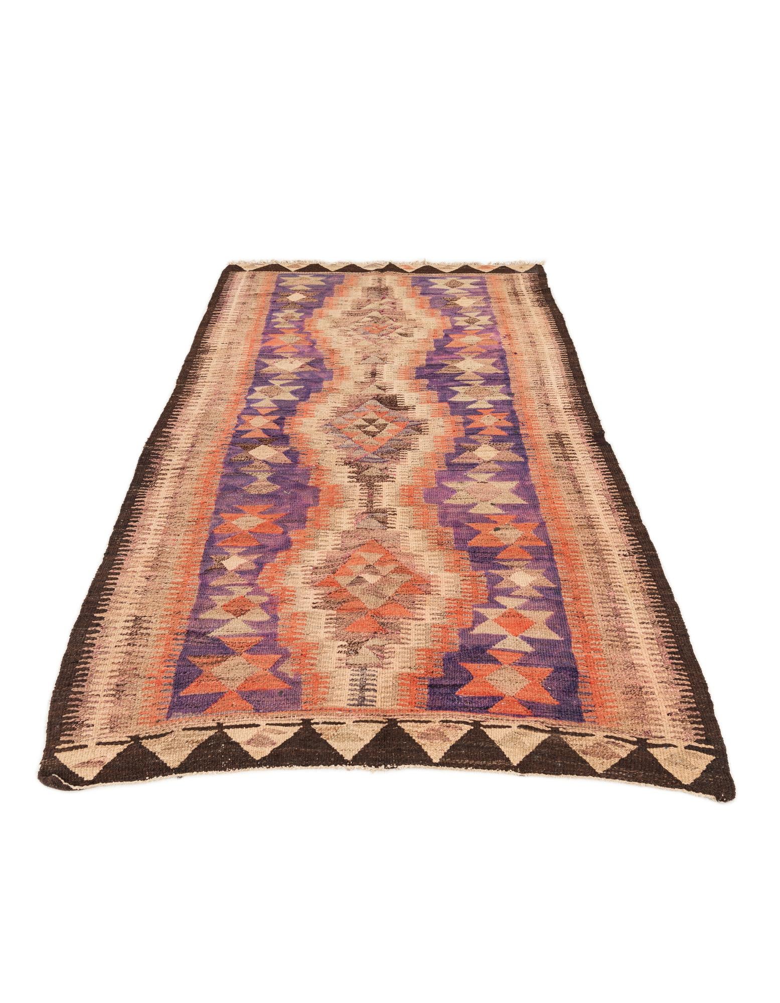 4' 7 x 8' 5 Hand Woven Kilim Fars Wool Rug
