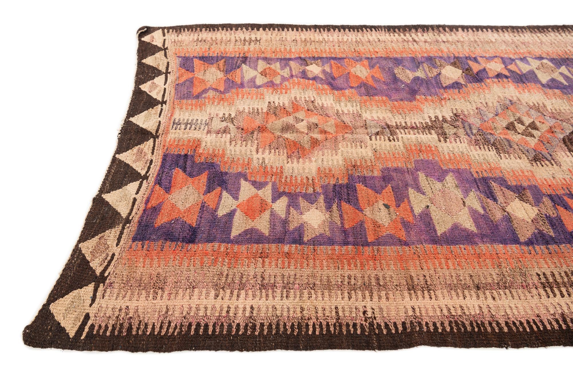 4' 7 x 8' 5 Hand Woven Kilim Fars Wool Rug