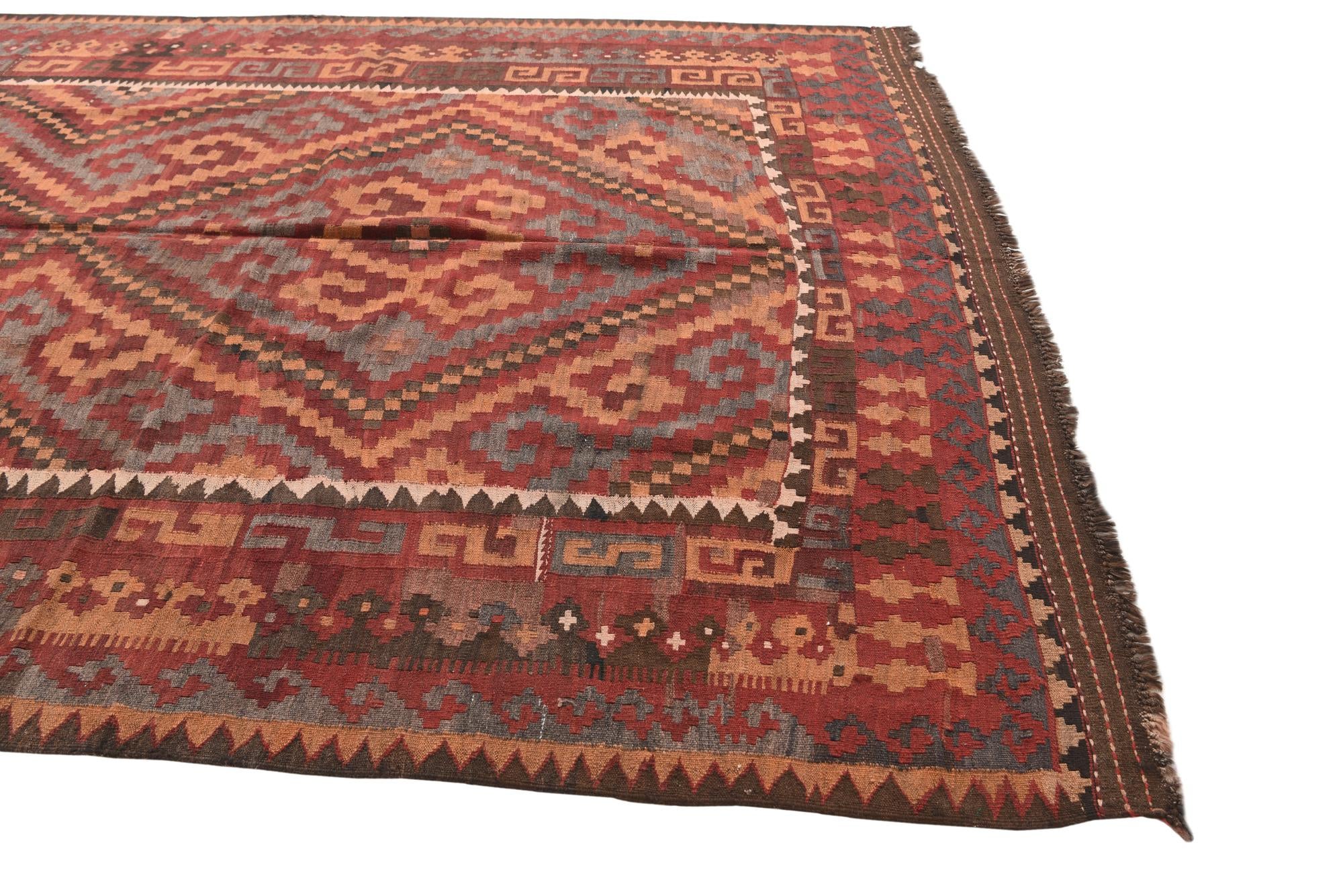 6' 9 x 12' Hand Woven Kilim Fars Wool Rug