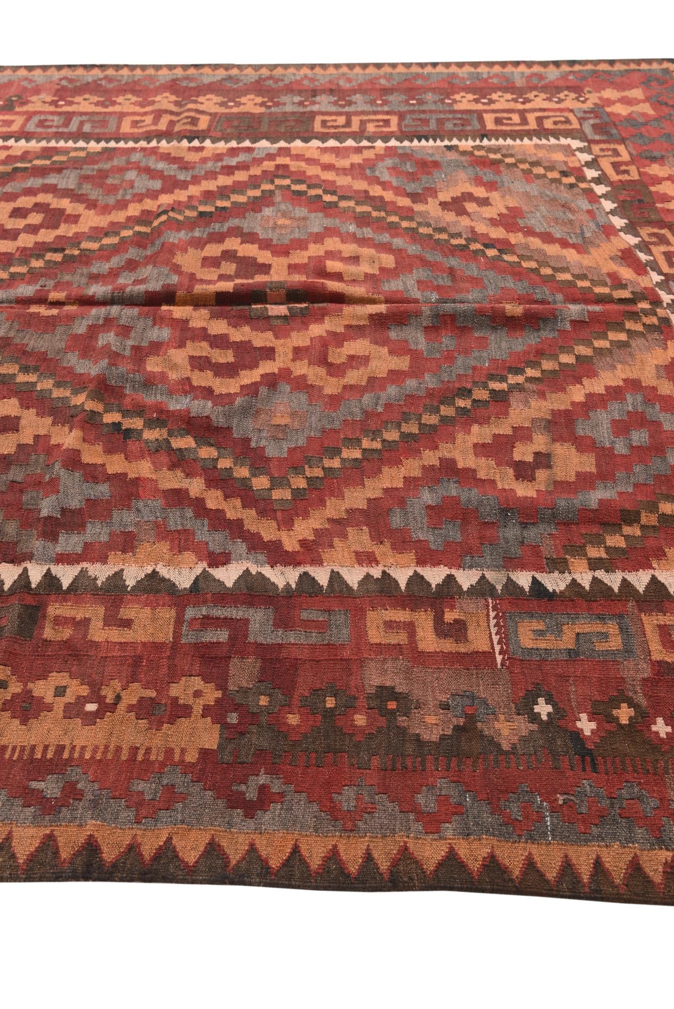 6' 9 x 12' Hand Woven Kilim Fars Wool Rug