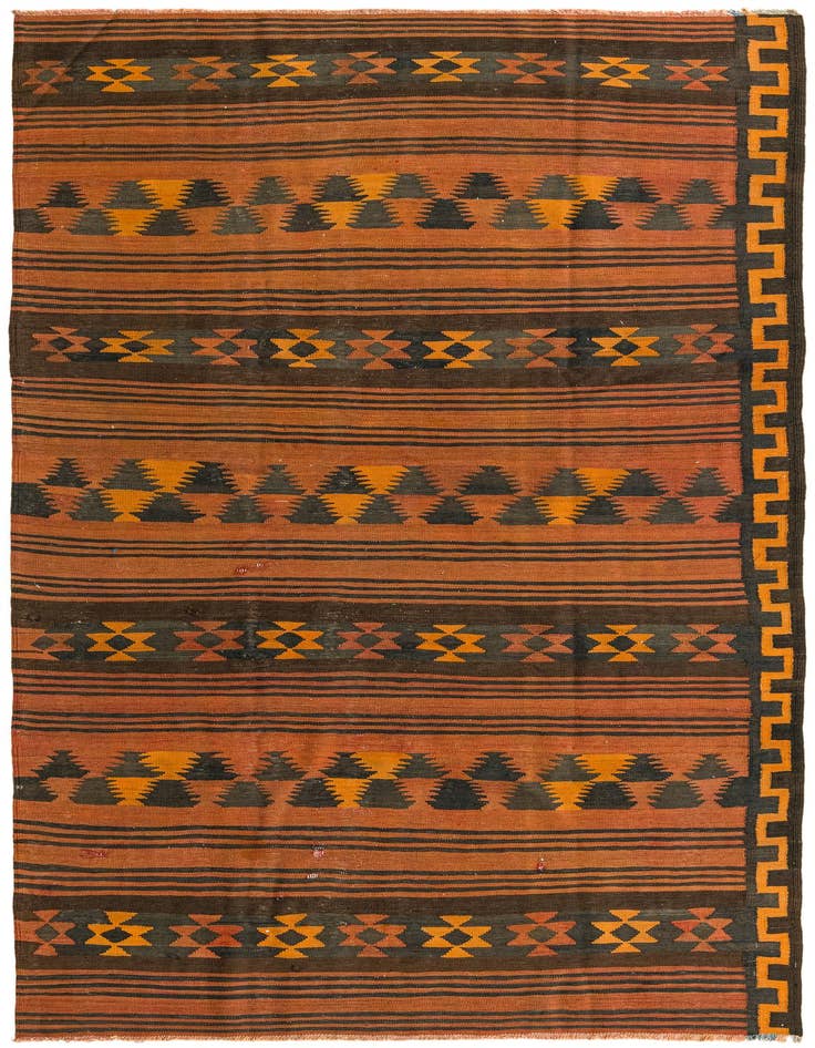 Detail image of 4' 5 x 8' 5 Hand Woven Kilim Fars Wool Rug