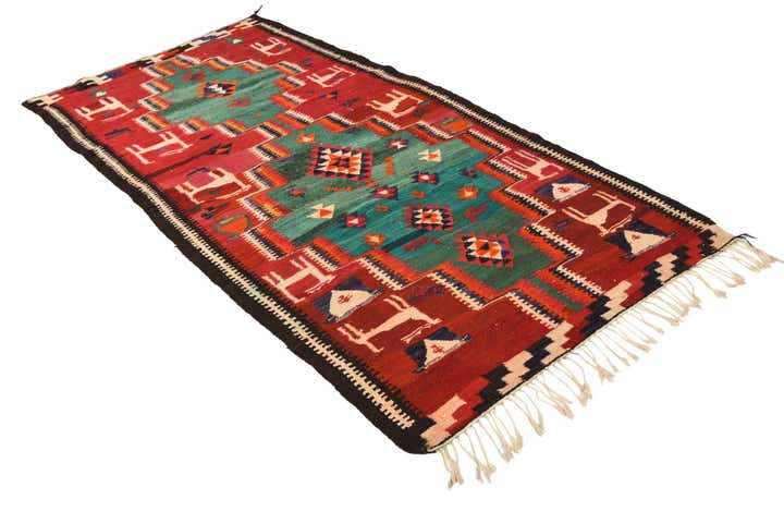4' 9 x 8' 10 Hand Woven Kilim Fars Wool Rug
