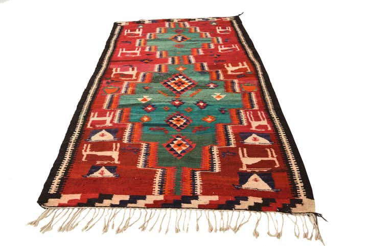 4' 9 x 8' 10 Hand Woven Kilim Fars Wool Rug