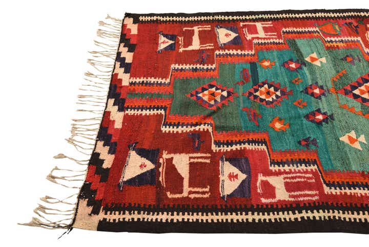 4' 9 x 8' 10 Hand Woven Kilim Fars Wool Rug