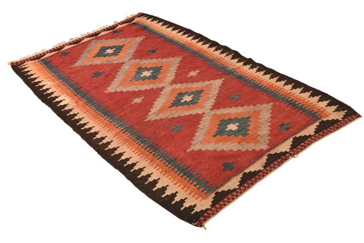 4' 4 x 6' 6 Hand Woven Kilim Fars Wool Rug