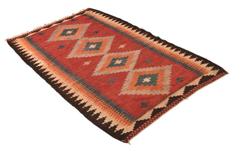 Detail image of 4' 4 x 6' 6 Hand Woven Kilim Fars Wool Rug