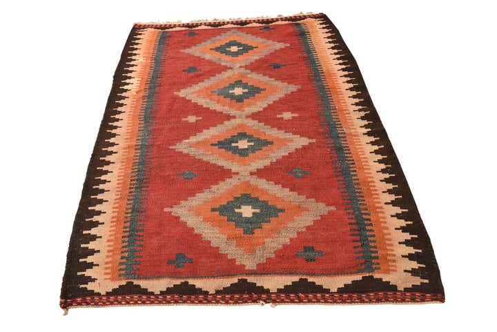 4' 4 x 6' 6 Hand Woven Kilim Fars Wool Rug